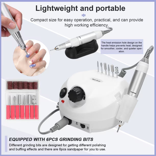 Professional Electric Nail Drill Kit – 35,000 RPM (DM 202)