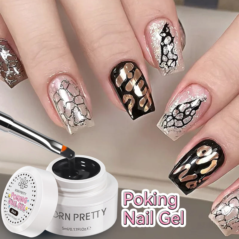 BornPretty Poking Nail Gel – 3D Texture Nail Art Gel Polish (White/Black)