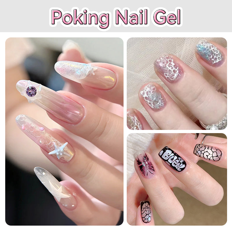 BornPretty Poking Nail Gel – 3D Texture Nail Art Gel Polish (White/Black)