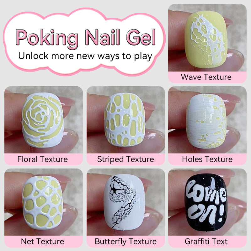 BornPretty Poking Nail Gel – 3D Texture Nail Art Gel Polish (White/Black)